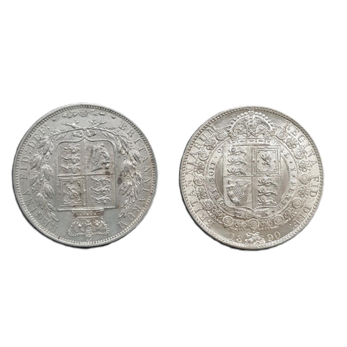 888 - Victoria (1837 - 1901) Two silver half crown coins, 1887 and 1890 (2)