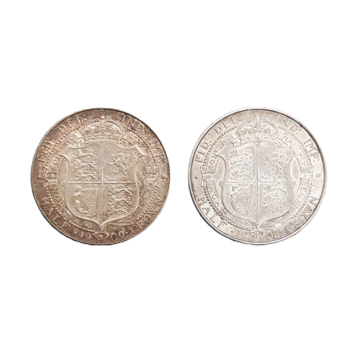 913 - Edward VII (1901 - 1910) Two silver half crown coins, 1902 and 1909 (2).