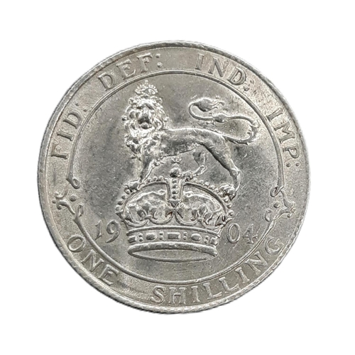 920 - Edward VII (1901 - 1910) A silver shilling coin, 1904, (scarce).