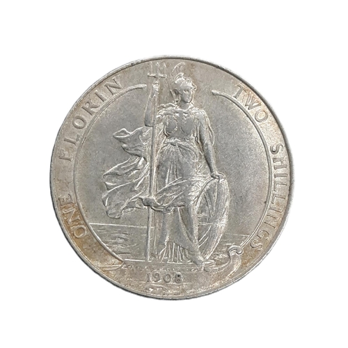 929 - Edward VII (1901 - 1910) A silver florin coin, 1908.