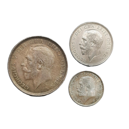 933 - George V (1910 - 1936) A silver half crown, shilling and 6d coins, 1911 (3).