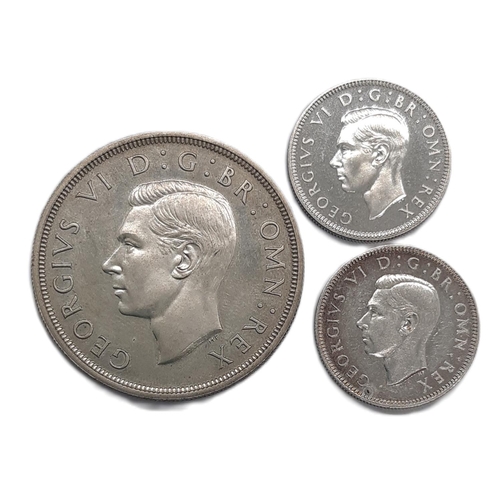 944 - George VI (1936 - 1952) A silver proof crown and two shilling crowns, 1937 (3)