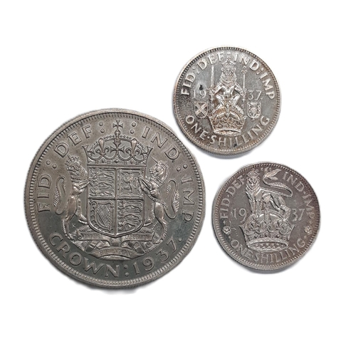 944 - George VI (1936 - 1952) A silver proof crown and two shilling crowns, 1937 (3)