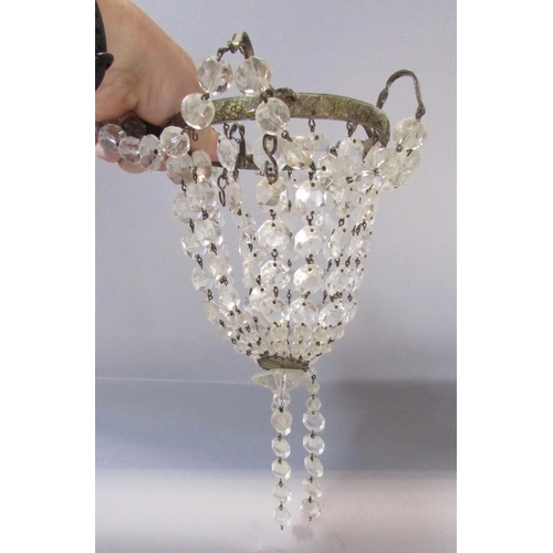 512 - A Murano glass chandelier with a crimped crown hung with facetted crystal drops, together with a gla... 