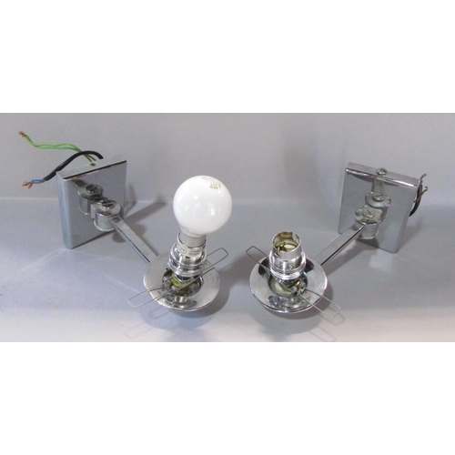 513 - Six chromium plated Art Deco style wall lights with spherical star cut glass light shades and a pair... 