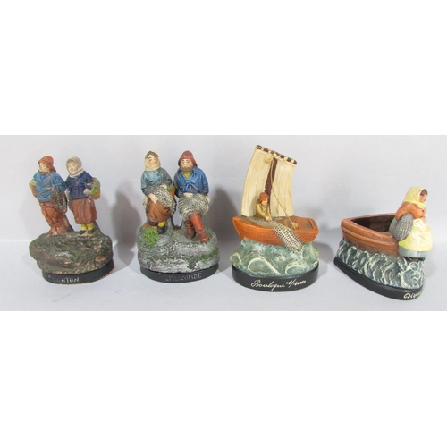 540 - A collection of painted terracotta fisher folk representing fishing ports in France and England , Bo... 