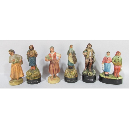 540 - A collection of painted terracotta fisher folk representing fishing ports in France and England , Bo... 