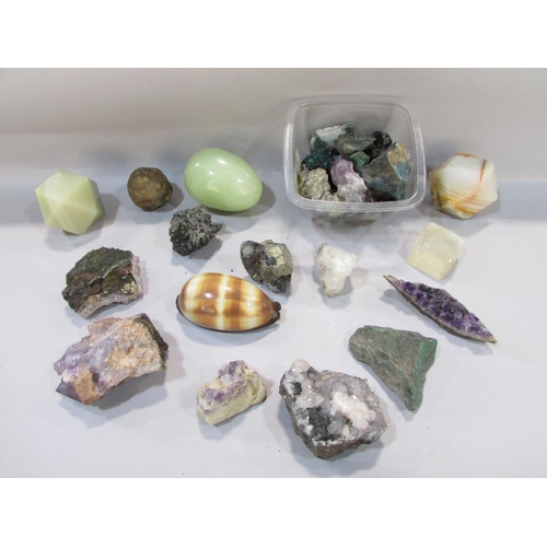 549 - A collection of mineral samples including rose sand crystal, clear quartz clusters, amethyst quartz ... 