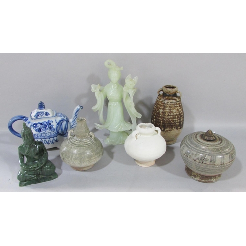 592 - An interesting miscellaneous collection: Chinese and other object d’art to include a caddy flask wit... 