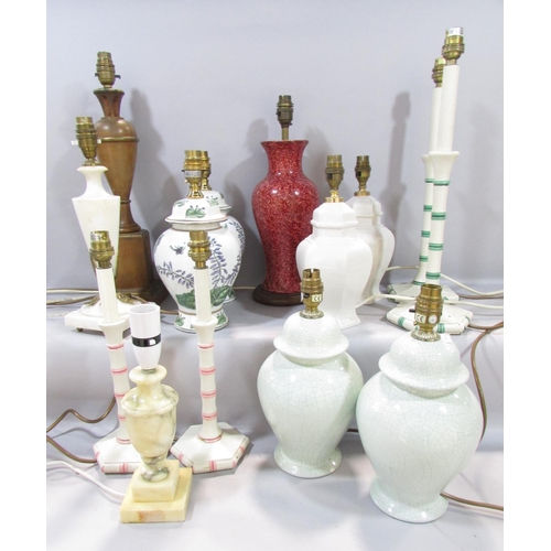 599 - Five pairs of contemporary table lamps of various designs and four further lamps (14)