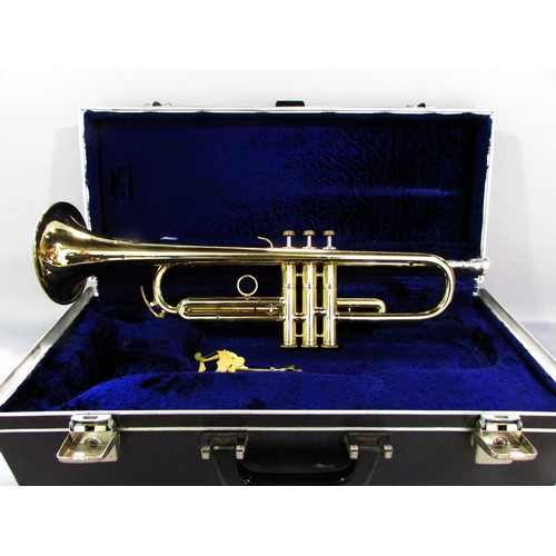 591 - A brass B & S Sonara E Flat Tenor Horn in a hard case, together with an Amati Kraslice ATR 201 B Fla... 