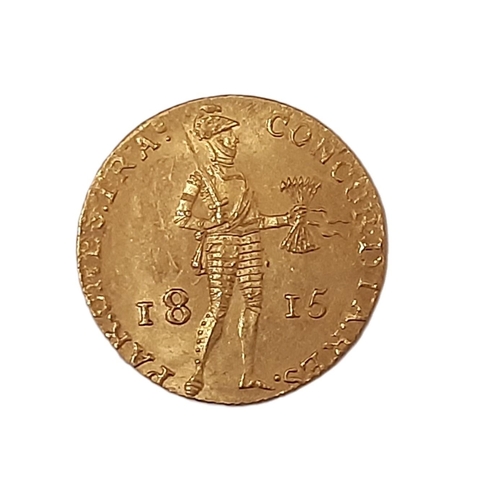 821A - Netherlands: Willem I (1815 - 1840) a gold Ducat coin 1815, 3g approx. 

Sold with letter of provena... 