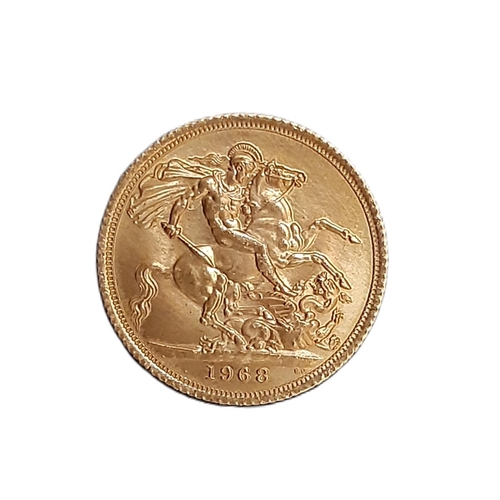 866 - Elizabeth II (1952 - 2022) A gold full sovereign coin, 1968.