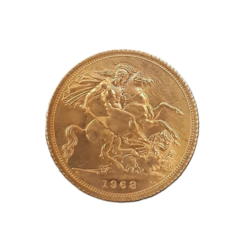 869 - Elizabeth II (1952 - 2022) A gold full sovereign coin, 1968.