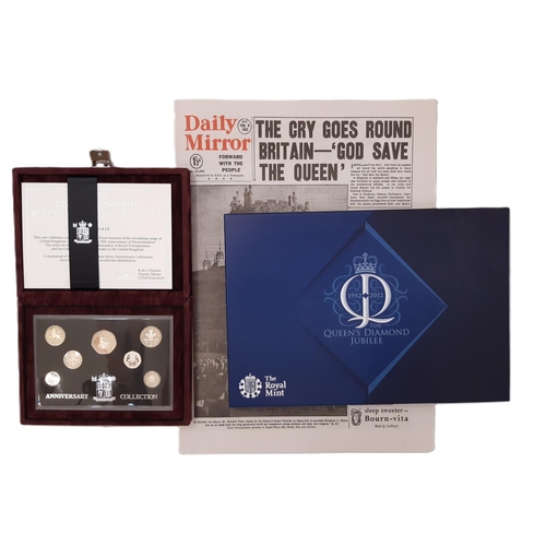 970 - Royal Mint, 1996 silver proof anniversary coin set, numbered 11629 of 15000 and Daily Mirror9/02/195... 