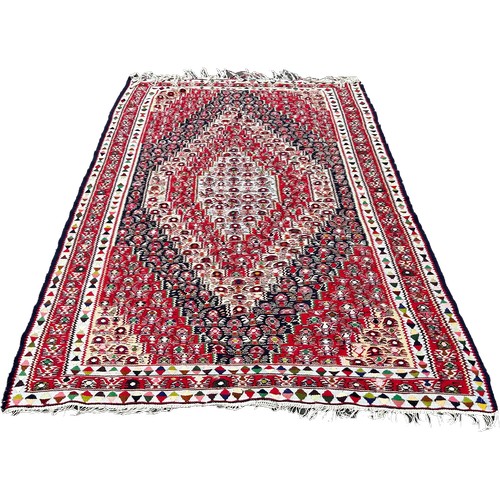 1762 - A flat weave carpet with an all over concentric diamond pattern, 250cm x 150cm approximately