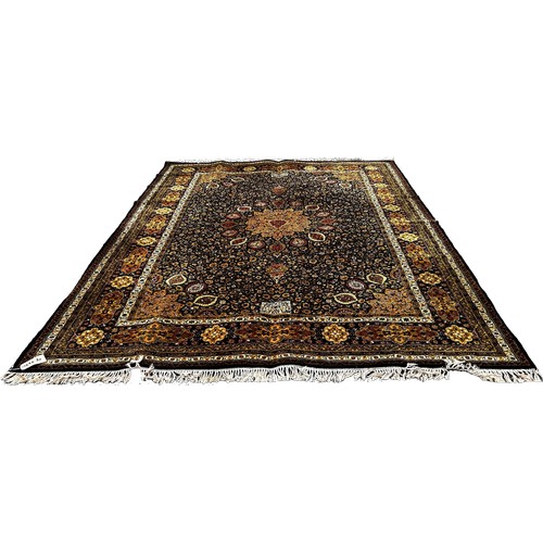 1752 - An Ardabil design carpet, with an all over floral pattern on a black ground, 360cm x 274cm approxima... 