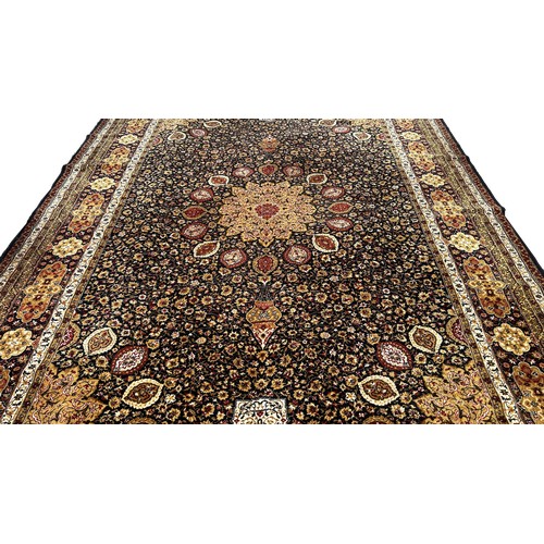 1752 - An Ardabil design carpet, with an all over floral pattern on a black ground, 360cm x 274cm approxima... 