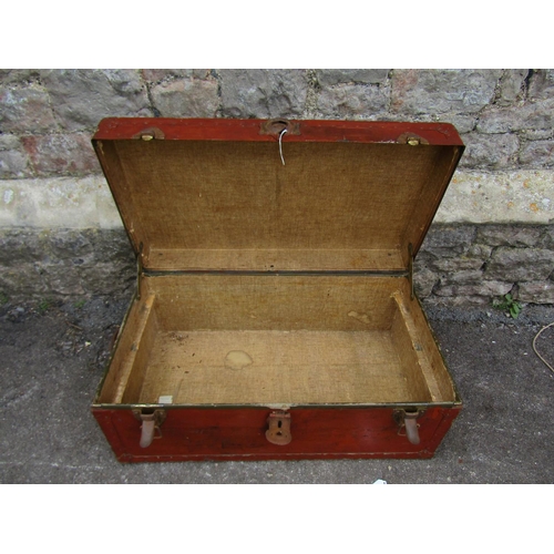 1308 - An old studded and over-painted luggage trunk together with mixed country house contents to include ... 