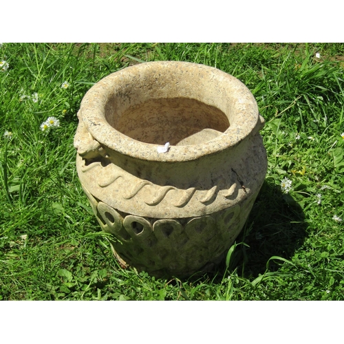 1154 - Three similar terracotta planters in a form of lattice baskets, 25 x 30 cm, together with three othe... 