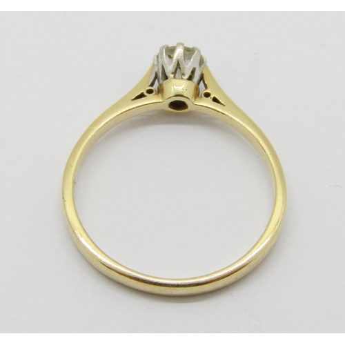 362 - 18ct diamond solitaire ring, 0.25ct approx, maker 'EWA', London 1982, size P, 2.6g