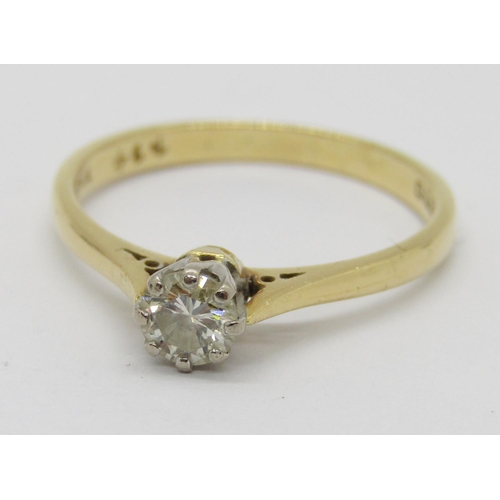 362 - 18ct diamond solitaire ring, 0.25ct approx, maker 'EWA', London 1982, size P, 2.6g