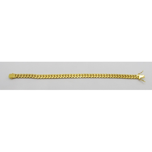 372 - Foreign 22ct curb link bracelet with bright-cut finish, clasp stamped '916', 19.8cm L approx excludi... 