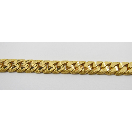 372 - Foreign 22ct curb link bracelet with bright-cut finish, clasp stamped '916', 19.8cm L approx excludi... 