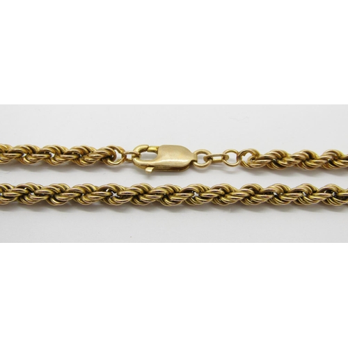 388 - Vintage 9ct rope twist chain necklace, 51cm L approx, 9.1g