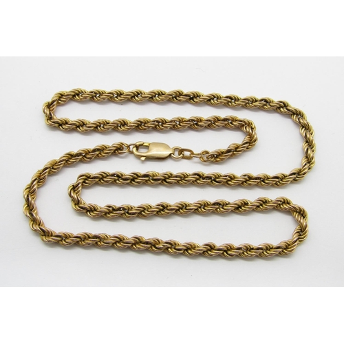 388 - Vintage 9ct rope twist chain necklace, 51cm L approx, 9.1g