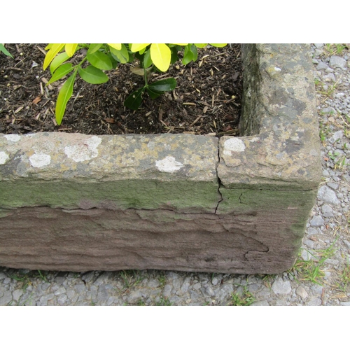 1088 - A large weathered natural carved rectangular natural stone trough (planted) (AF) 18cm high, 164 x 41... 