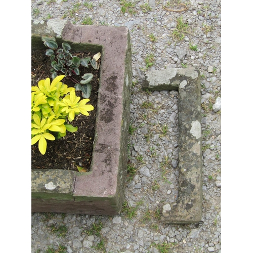 1088 - A large weathered natural carved rectangular natural stone trough (planted) (AF) 18cm high, 164 x 41... 