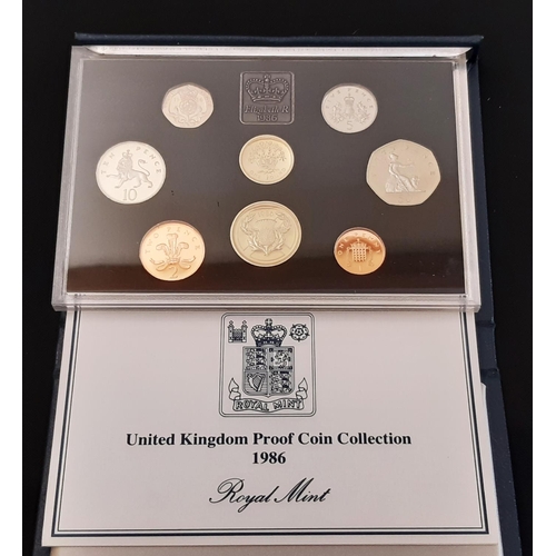 964 - Royal Mint, cased annual proof coin sets, years 1983, 84, 85, 86, 87, 88, 89, 93 (8)