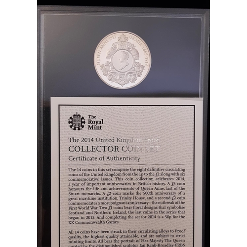 966 - Royal Mint Delux Collectors annual proof coin sets, years 2013 and 2014 (2)