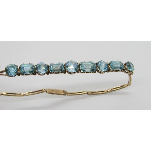 399 - Edwardian 9ct claw set pale blue spinel bracelet, 7.3g, together with an Austro-Hungarian Renaissanc... 