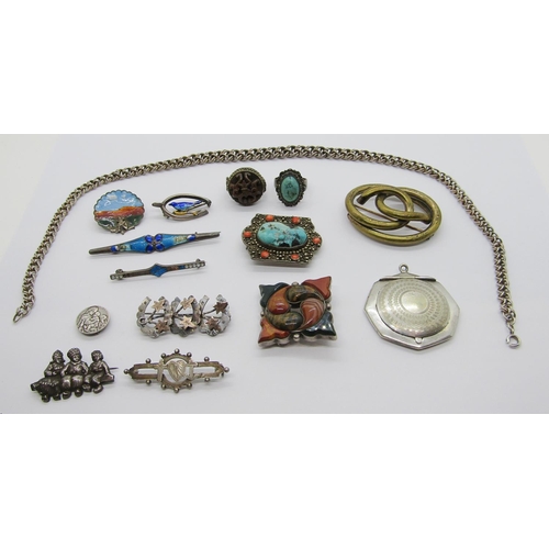 418 - Mixed collection of antique and later silver and white metal jewellery to include an Aesthetic Movem... 