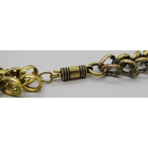 395 - Georgian style gilt metal chain necklace, 75cm L approx excluding inner clasp