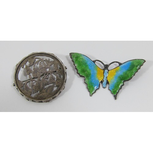 428 - Collection of antique jewellery to include an early 20th century enamelled silver butterfly brooch, ... 