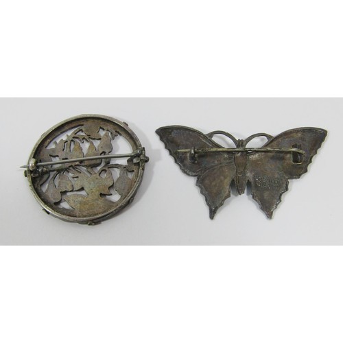 428 - Collection of antique jewellery to include an early 20th century enamelled silver butterfly brooch, ... 