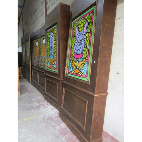 1696 - A mock ex stage/ film prop Pop up pub comprising eight large stained ply-wood sections enclosing moc... 