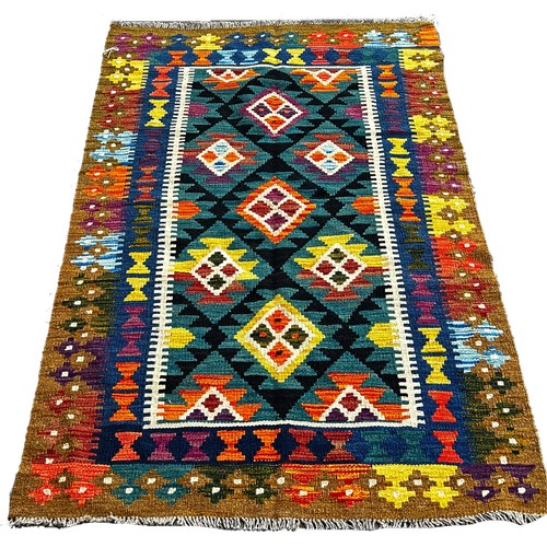 1791 - A Maimana Kilim with a panel of multicoloured medallions 162 x 95cm