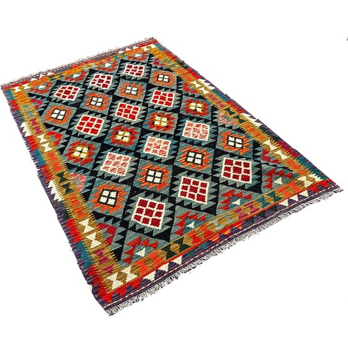 1784 - A Maimana Kilim with a diamond on diamond all over pattern  200 x 126cm