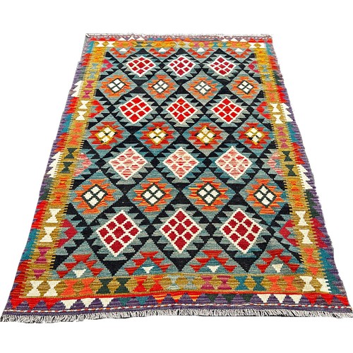 1784 - A Maimana Kilim with a diamond on diamond all over pattern  200 x 126cm