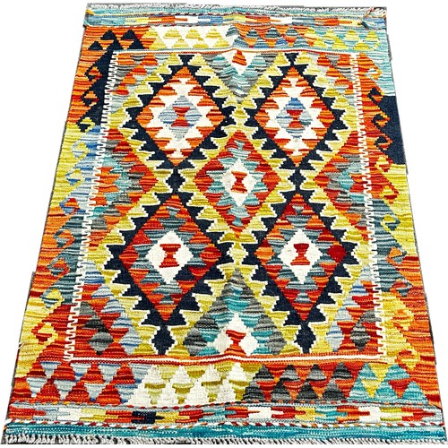 1782 - A Chobi Kilim with alternating rows of diamonds 121 x 80cm