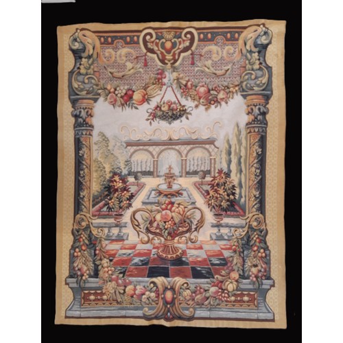 817 - French machine-made tapestry wall hanging/ panel by Les Tapisseries D'Halluin depicting an elegant g... 