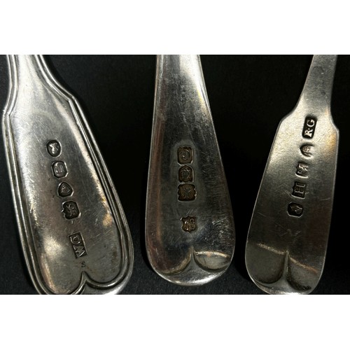 263A - Ten 19th century silver dessert spoons and five teaspoons, various dates and makers, 20.1oz