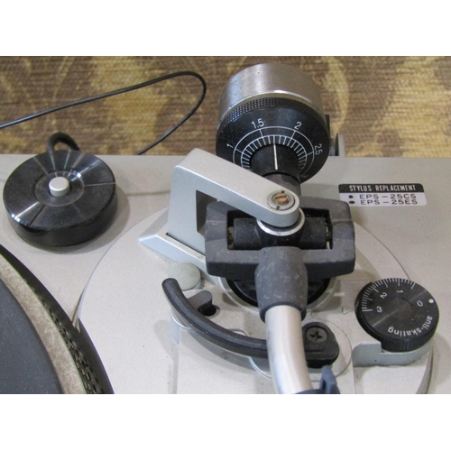 1307 - Glass fronted hifi cabinet (space to store vinyl) together with component parts: Technics turntable,... 