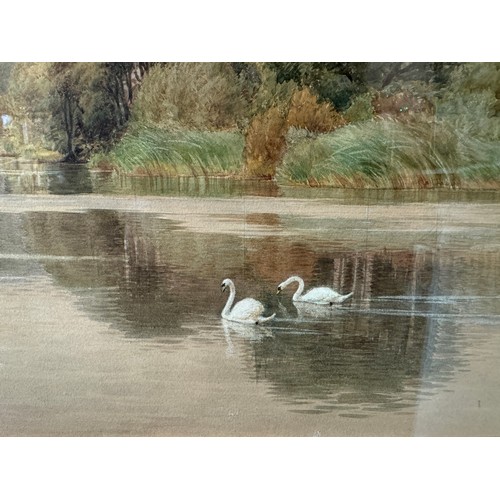 1817A - William Bradley (British, act. 1872-1889) - Tranquil river scene with swans, signed and dated '187..... 