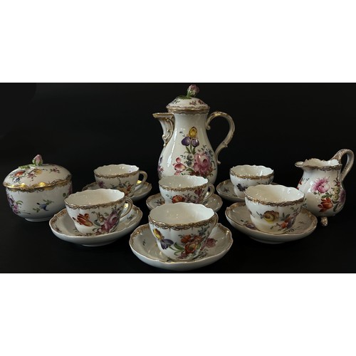 15 - A quantity of 19th century and later Meissen tea wares comprising lidded hot water jug, lidded sugar... 