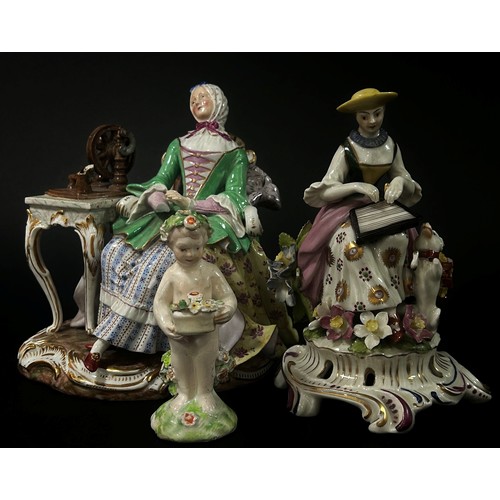 27 - A group of 19th century Meissen and other continental porcelain figure groups (damages and losses th... 